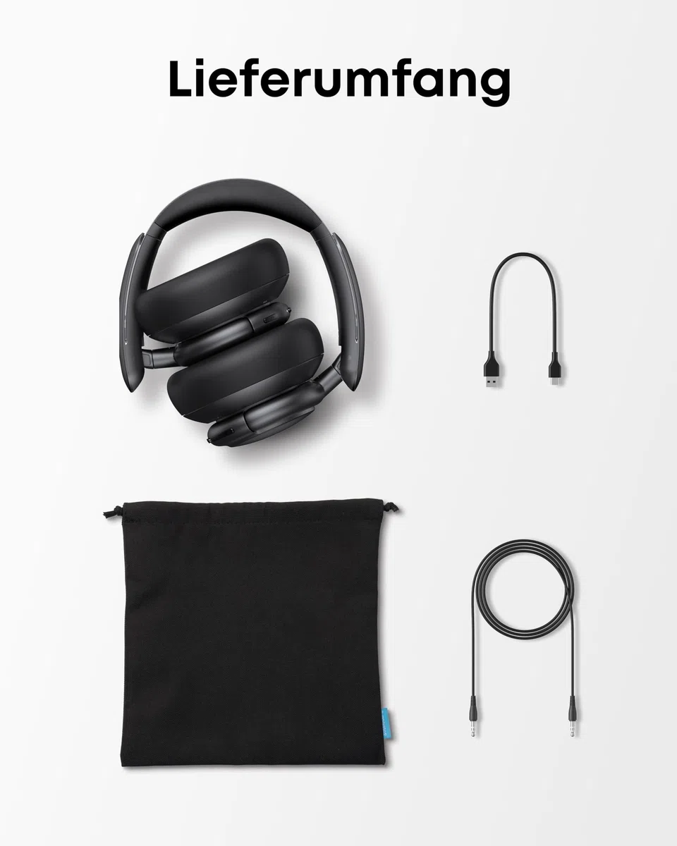 soundcore by Anker Q30 Bluetooth Kopfhörer, Hybrid Active Geräuschisolierung, Individuelle Modi, Hi-Res Sound, EQ in App, 40h Akku, bequemer Halt, Verbindung von 2 Geräten (Schwarz)