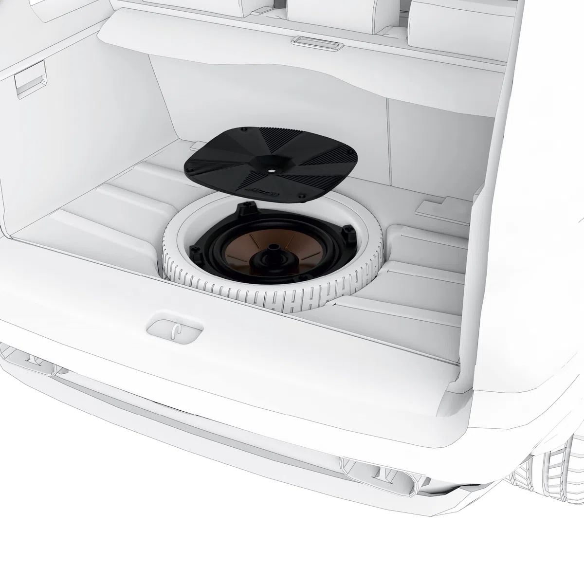 ETON Res 12 – Flacher 12“ Aktivsubwoofer für Reserveradmulde, 500 W RMS | Flache 12" aktive Bassbox für Reserveradmulde oder Ersatzrad, mit integriertem Verstärker, Plug & Play