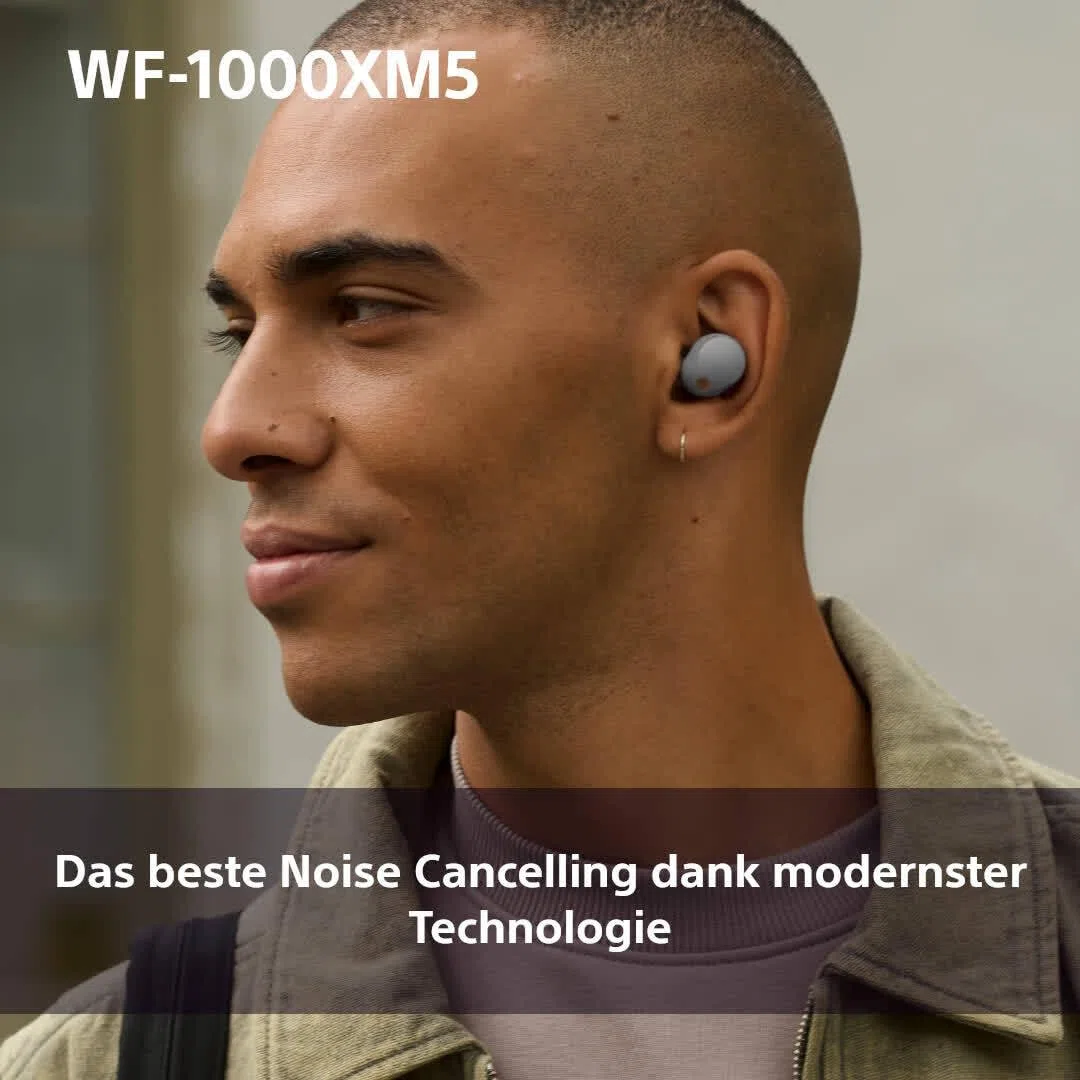 Sony WF-1000XM5 Kabellose Noise Cancelling Kopfhörer, Bluetooth, In-Ear-Kopfhörer, Mikrofon, bis zu 24 Stunden Akkulaufzeit, Schnellladefunktion, IPX4, iOS & Android kompatibel - Schwarz, klein