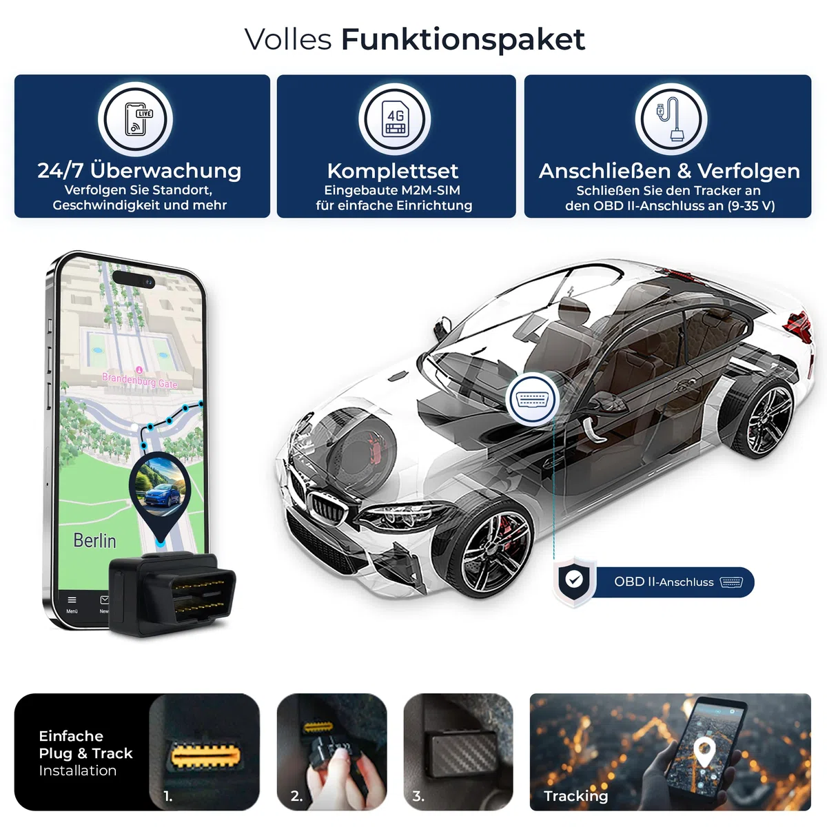 SALIND GPS - Salind 4G OBD GPS Tracker Auto, Fahrzeuge und LKWs OBD2 Stecker - Peilsender Auto mit Ortung - elektronisches Fahrtenbuch - Online weltweit Echtzeit Tracking mit App- ohne Aufladen