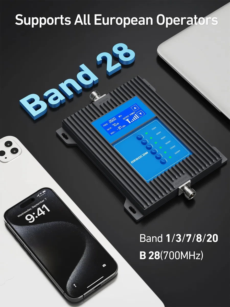 GSM Repeater für Zuhause Büro Handy Signalverstärker Verstärkt 5G 4G LTE Bändern 1, 3, 7, 8, 20 und 28 für alle Deutschen Netzbetreiber Mobilfunk Signalverstärker Unterstützt O2, T-Mobil