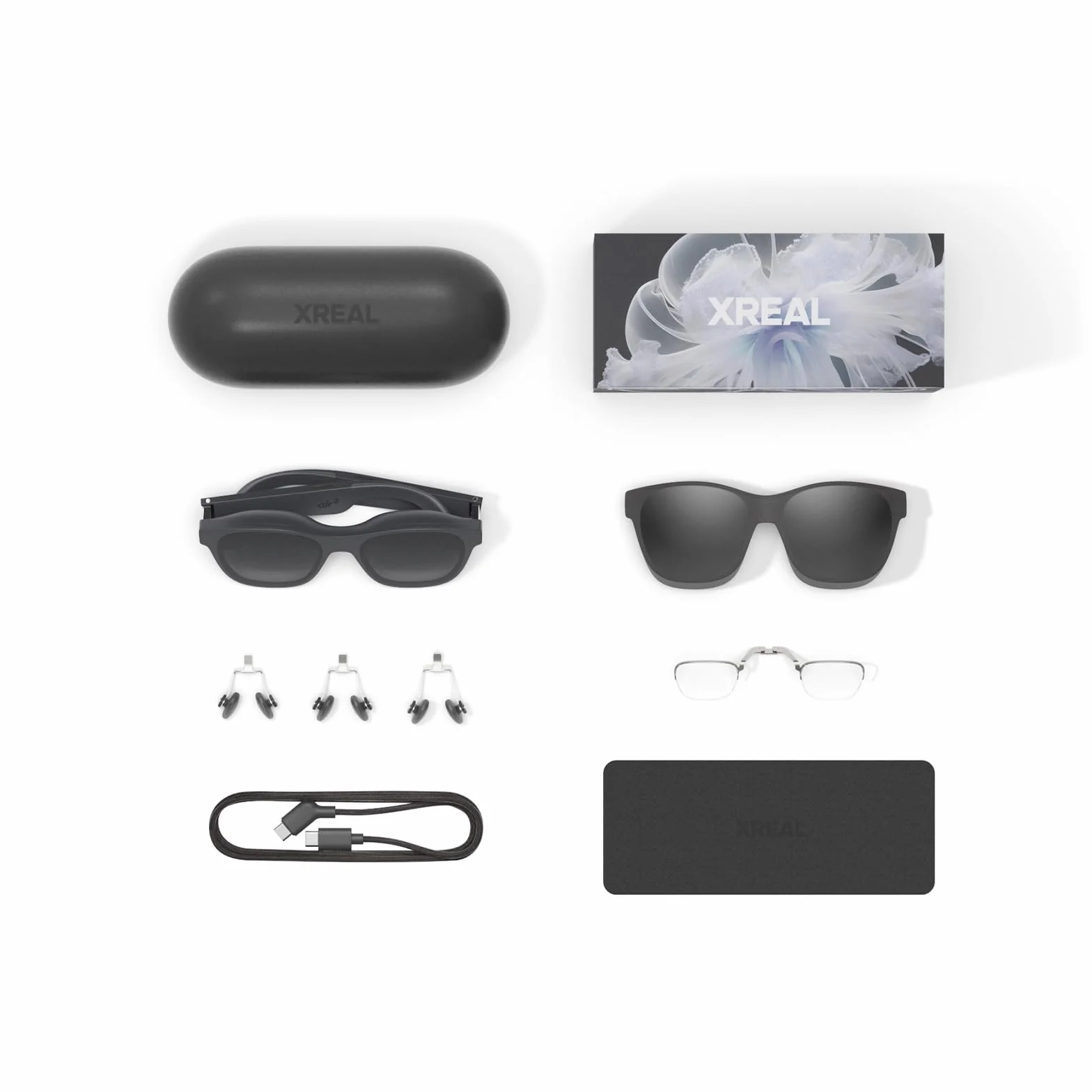 XREAL Air 2 AR Brille, XR Brille mit tragbarem Bildschirm bis zu 330", 72g, 120Hz 1080p, AR Glasses kompatibel mit iPhone 17/16/15, Android (nur USB-C DP),Steam Deck,ROG Ally, PC/Mac, HDMI mit Adapter