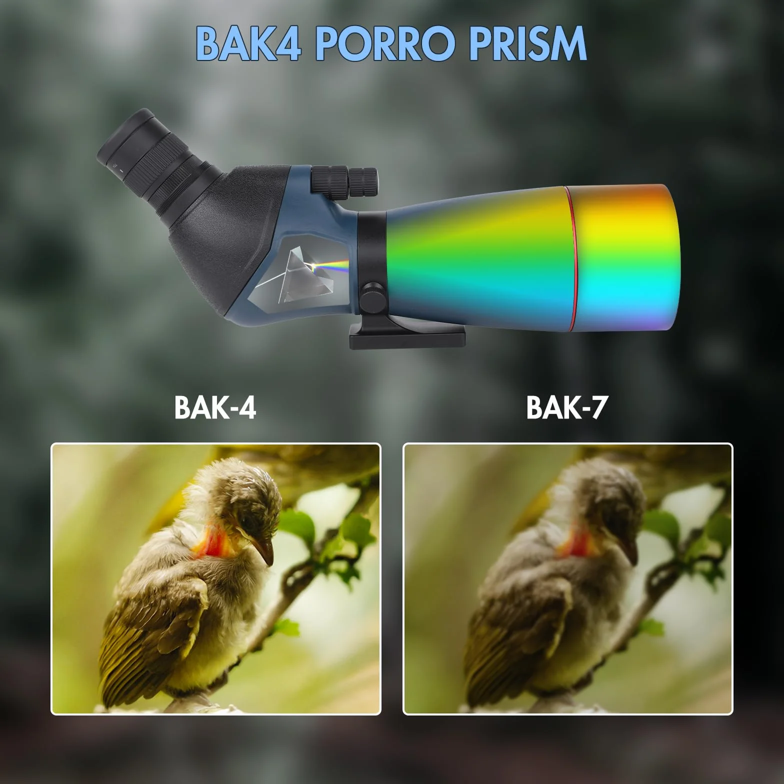 25-75x70 HD Spektiv Sportschützen mit Stativ- und Smartphone-Adapter, Zoom Bak4 Prism FMC Lens 45-Grad-abgewinkelte Teleskop für Vogelbeobachtung Wildlife Scenery Jagd Wildtiere Stargazing (Blue)