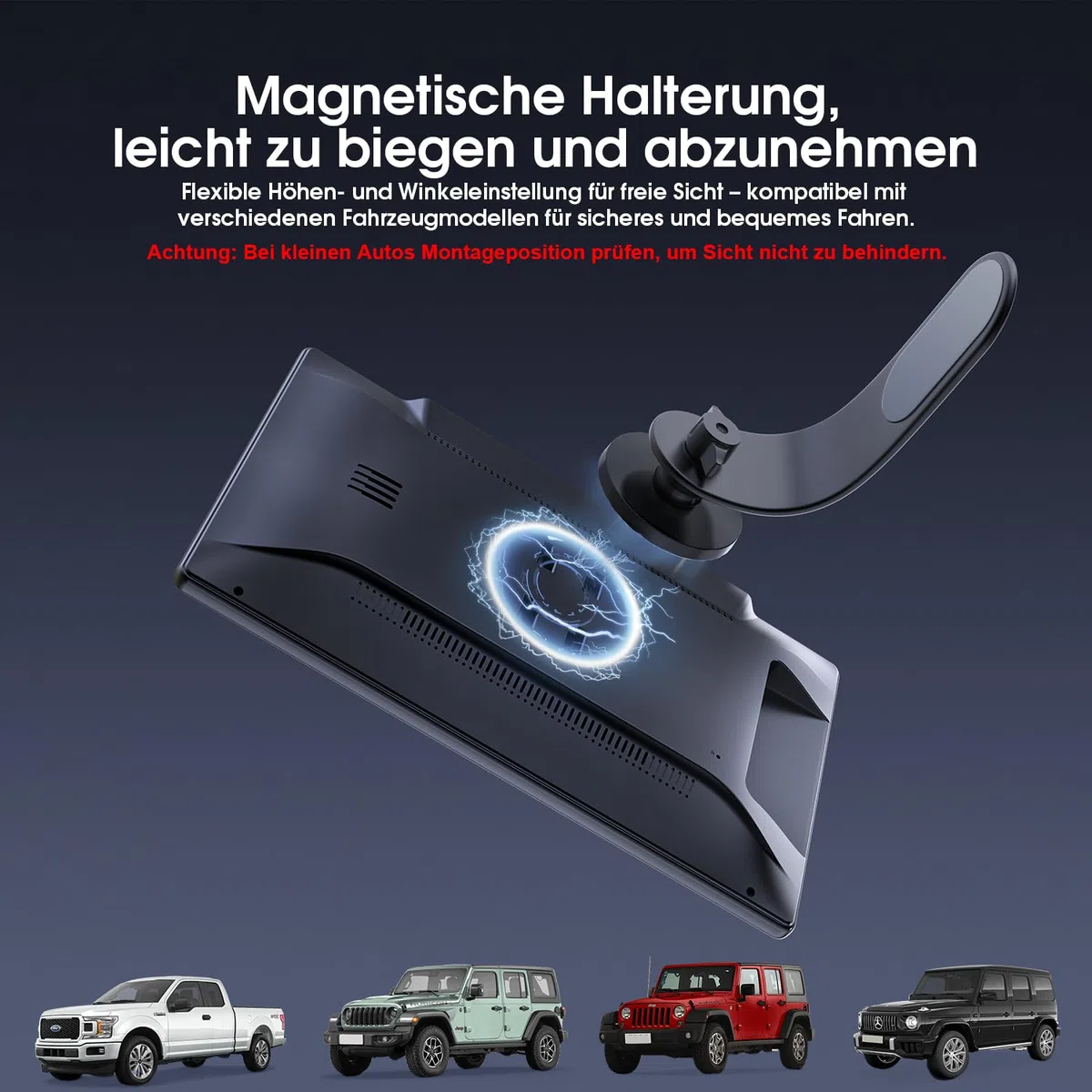 Avylet 9 Zoll Wireless Carplay Display für Apple Carplay & Android Auto, Tragbarers Carplay Autoradio mit Magnetischer Halterung, OTA-Updates, IP67 Rückfahrkamera, GPS Navigation, Bluetooth 5.0