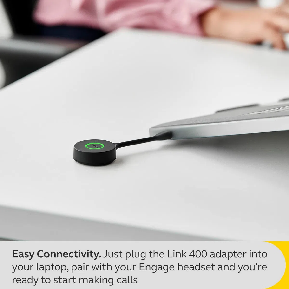 Jabra Link 400 USB-A DECT Adapter - Tragbarer und langlebiger Dongle mit bis zu 150 m geschützter Funkreichweite für ausgewählte Jabra Engage Wireless Headsets - MS Variante - Schwarz, 14205-11