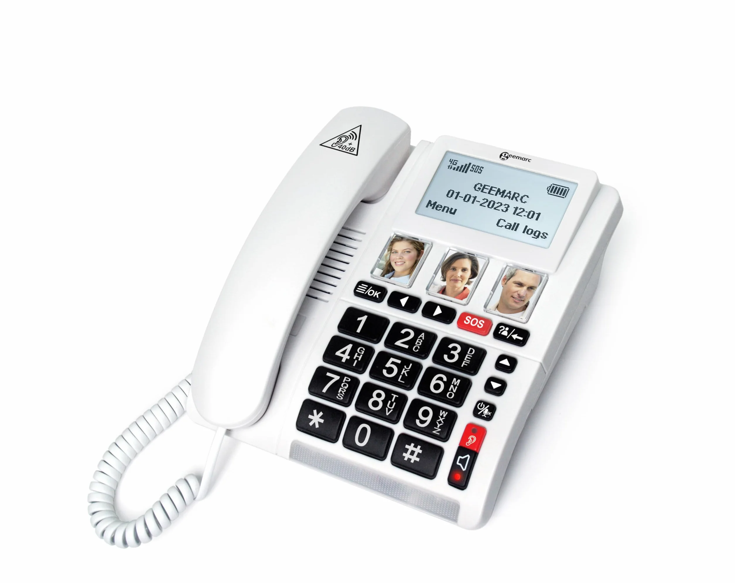 Geemarc CL9000 – Notfalltelefon für zu Hause und Sein wasserdichtes SOS-Armband mit großen Tasten, verstärkter Lautstärke und Display mit Hintergrundbeleuchtung – funktioniert nur mit SIM-Karte