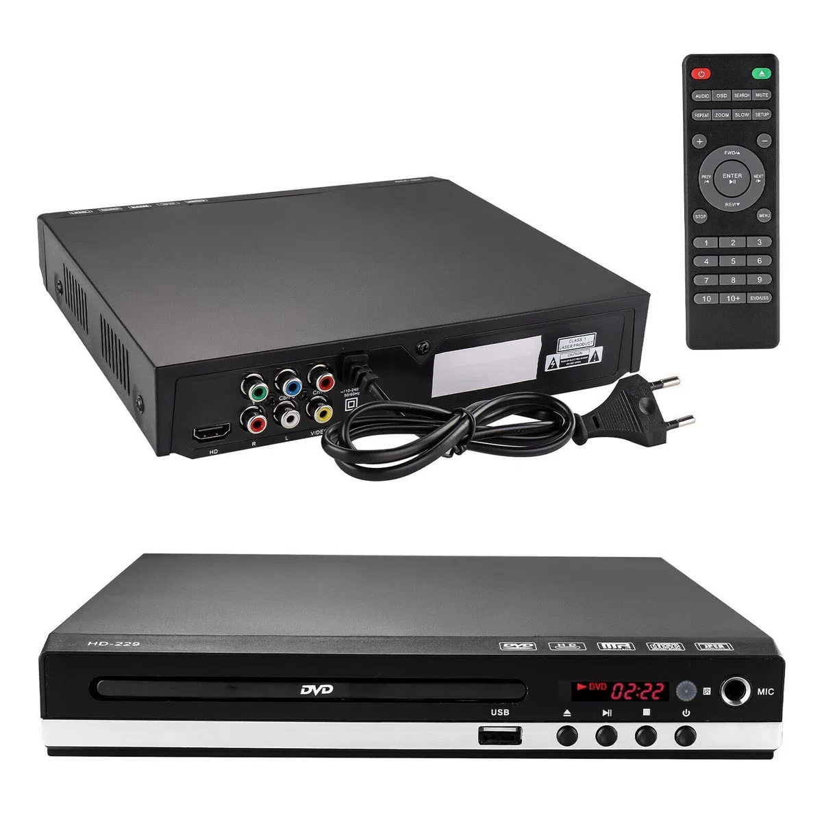 ColdShine DVD-Player für TV mit HDMI/AV Ausgang USB Eingang und Fehlerkorrektur 1080P Upscaling PAL/NTSC-System DVD CD-Player