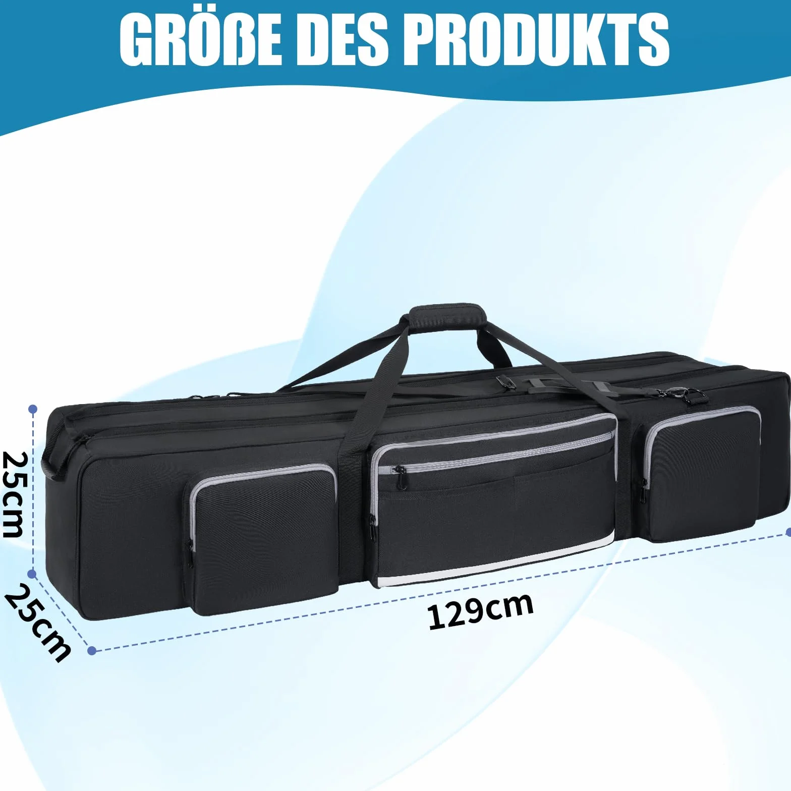 OUUTMEE 50.8" Stativtasche, Fotostativtasche mit Herausnehmbaren, Gepolsterten Trennwänden, Lichtstativtasche mit stoßfester, für Kamerastative, Einbeinstative, Lautsprecherständer und Zubehör