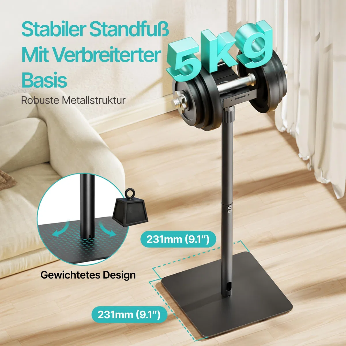Pegzone Universal Lautsprecherständer, Boxenständer höhenverstellbar von 85,8 cm bis 112,8 cm,Tragfähigkeit 5 kg, kompatibel mit Bose/JBL/Sony, schwarz, 2er-Set (Paar)