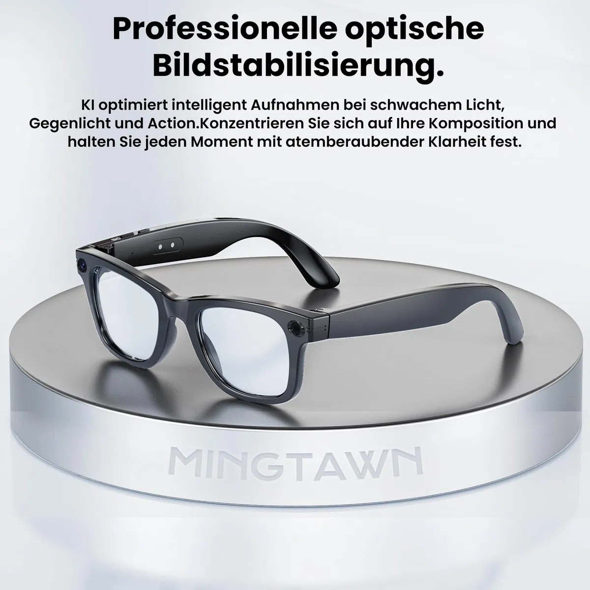 Mingtawn AI Smart Glasses 4K HD-Kamera, 270 mAh, 800 W Anti-Verwacklungs-Kamera-Brille mit Videoaufzeichnung, Dual-Mikrofon, Simultanübersetzung/GPT-Objektidentifizierung (Photochrome Gläser)