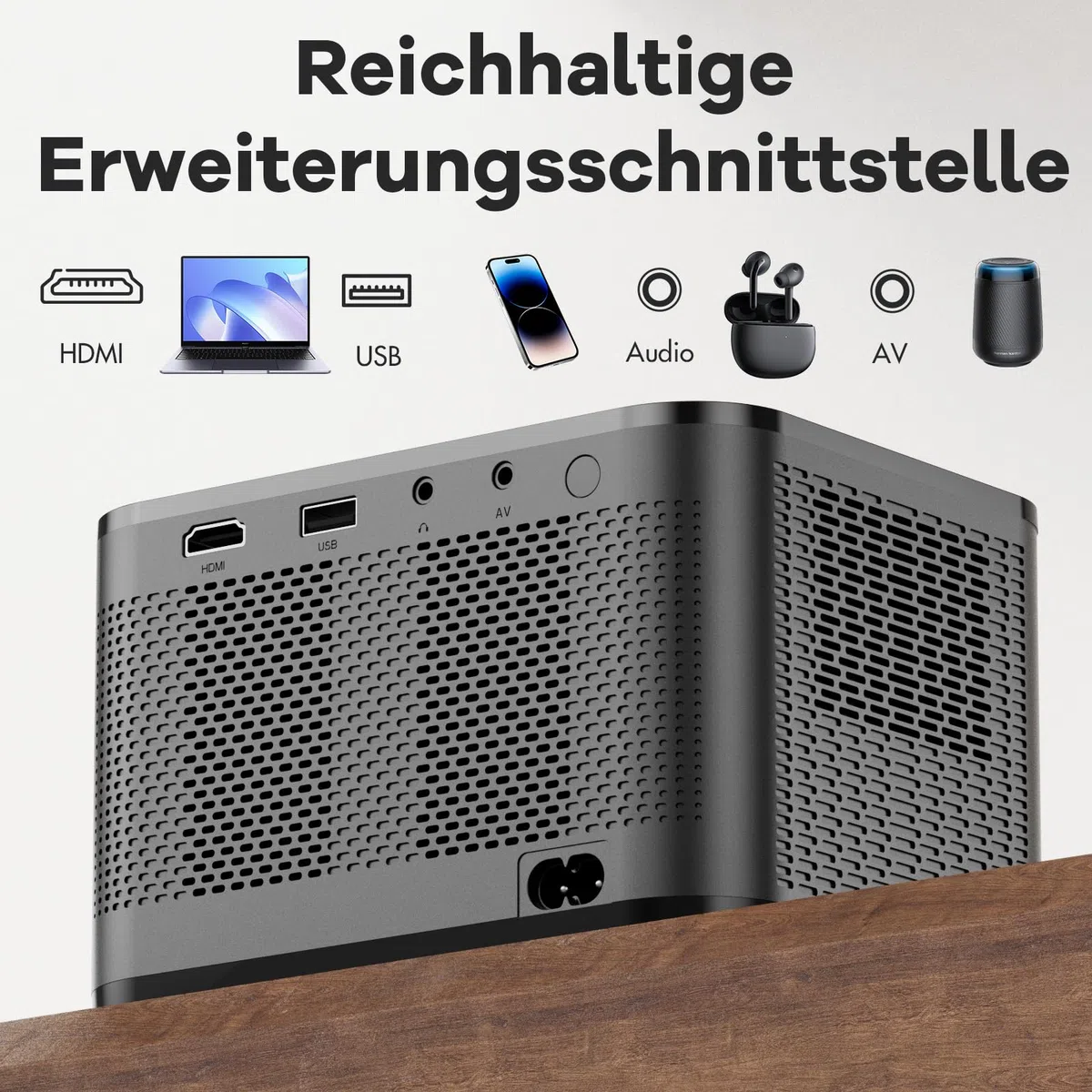 Mini Beamer,【Elektrischer Fokus】 A40 Tragbarer Projektor 4K, 500ANSI Full HD 1080P WiFi Bluetooth Projektor, Trapezkorrektur, Beamer Handy, Heimkino für Telefon/Laptop/TV Stick/USB/HDMI