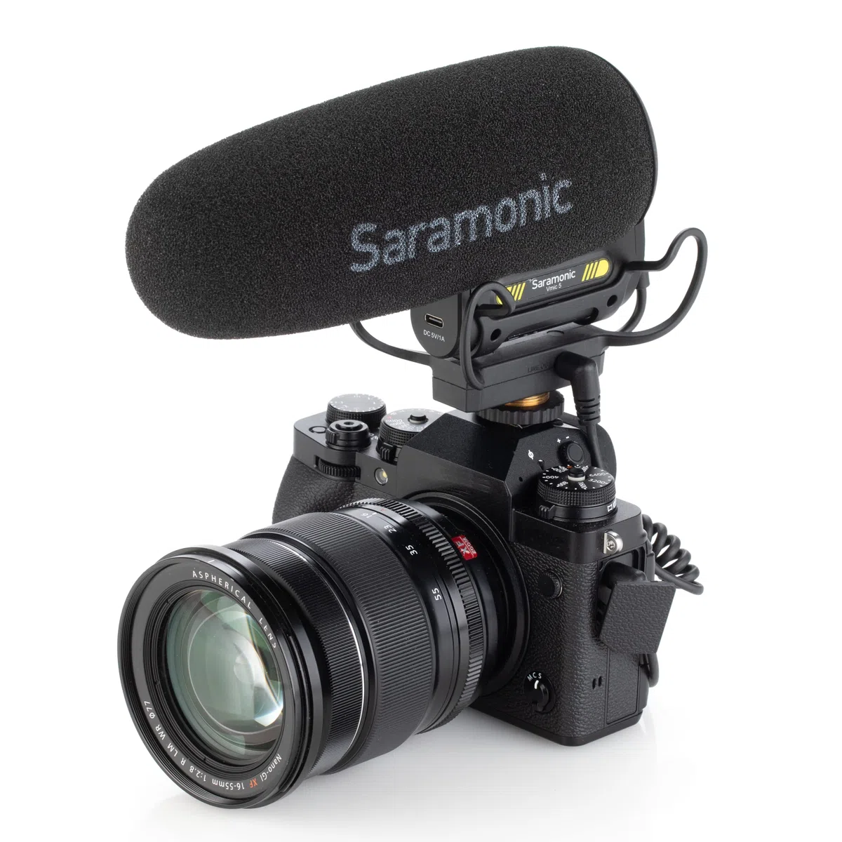 Saramonic Professionelles On-Kamera-Supernierenmikrofon mit 2-stufiger Verstärkung, 150 Hz Hochpassfilter, Kopfhörerausgang und 150-Stunden-Li-Ionen-Akku (VMIC5), Schwarz