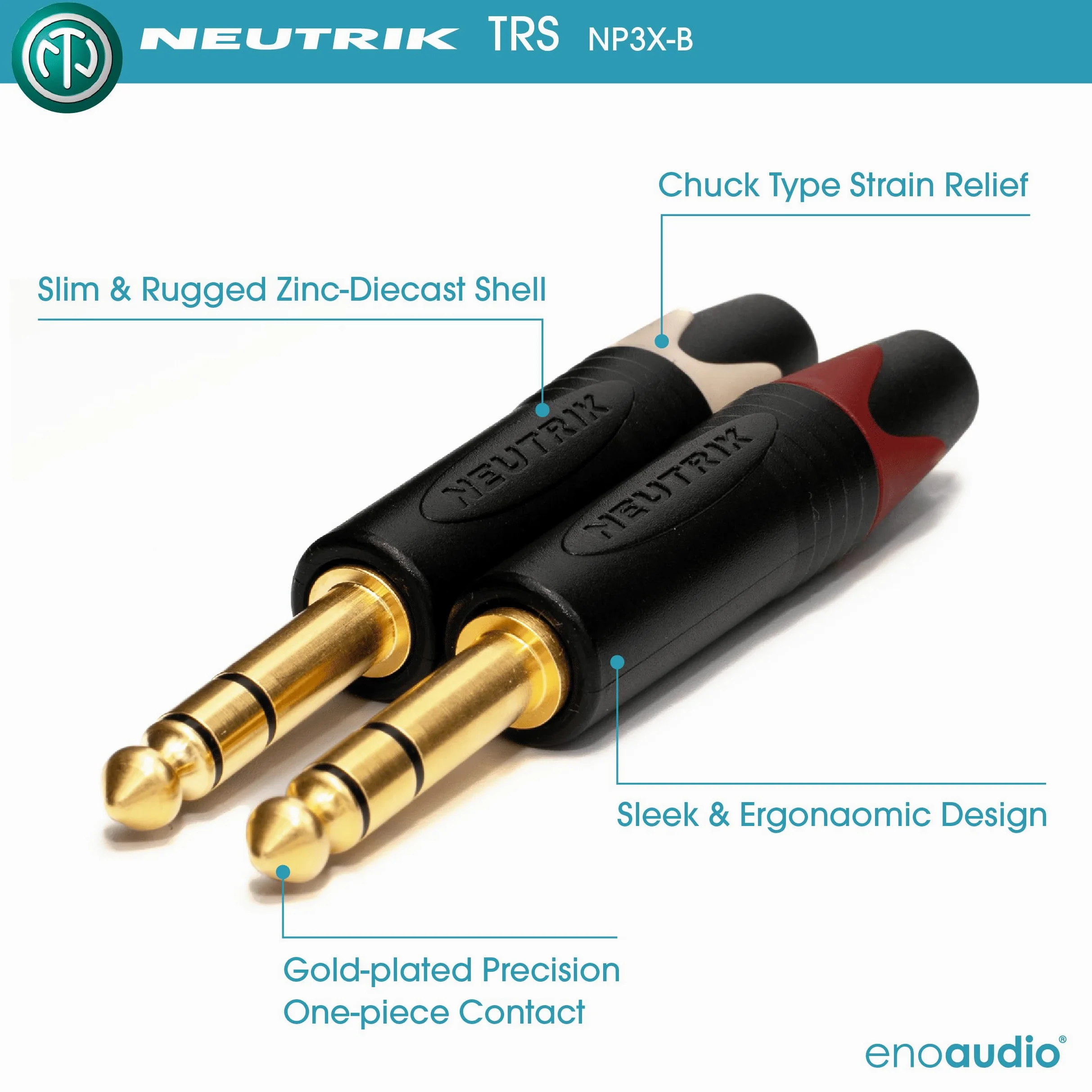 enoaudio Mogami 2534 Quad Stereo Paar (L,R) Audio Kabel Symmetrische | Neutrik Gold 6,3mm TRS klinke | HiFi, 5,0 m