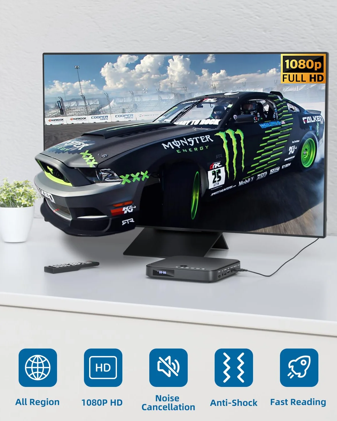 DVD Player Für Fernseher, Mini DVD Player HDMI 1080P, Allen Regionen, Anti-Shock, unterstützt USB/TF-Karte, integriertes PAL/NTSC und Fernbedienung