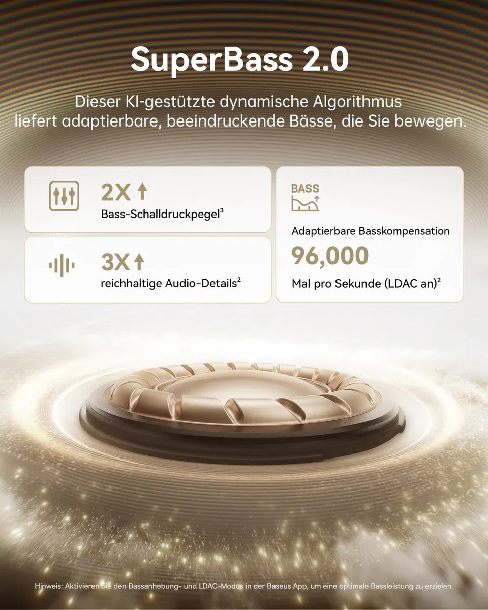 Baseus MC1 Pro Open Ear Kopfhörer, Ohrclip mit Beeindruckender Klang, Adaptiver Bassverstärkung, Bluetooth 6.0, Geräuschunterdrückung bei Anrufen, IP67, 40H Akk, 5,0g Buds - Schwarz