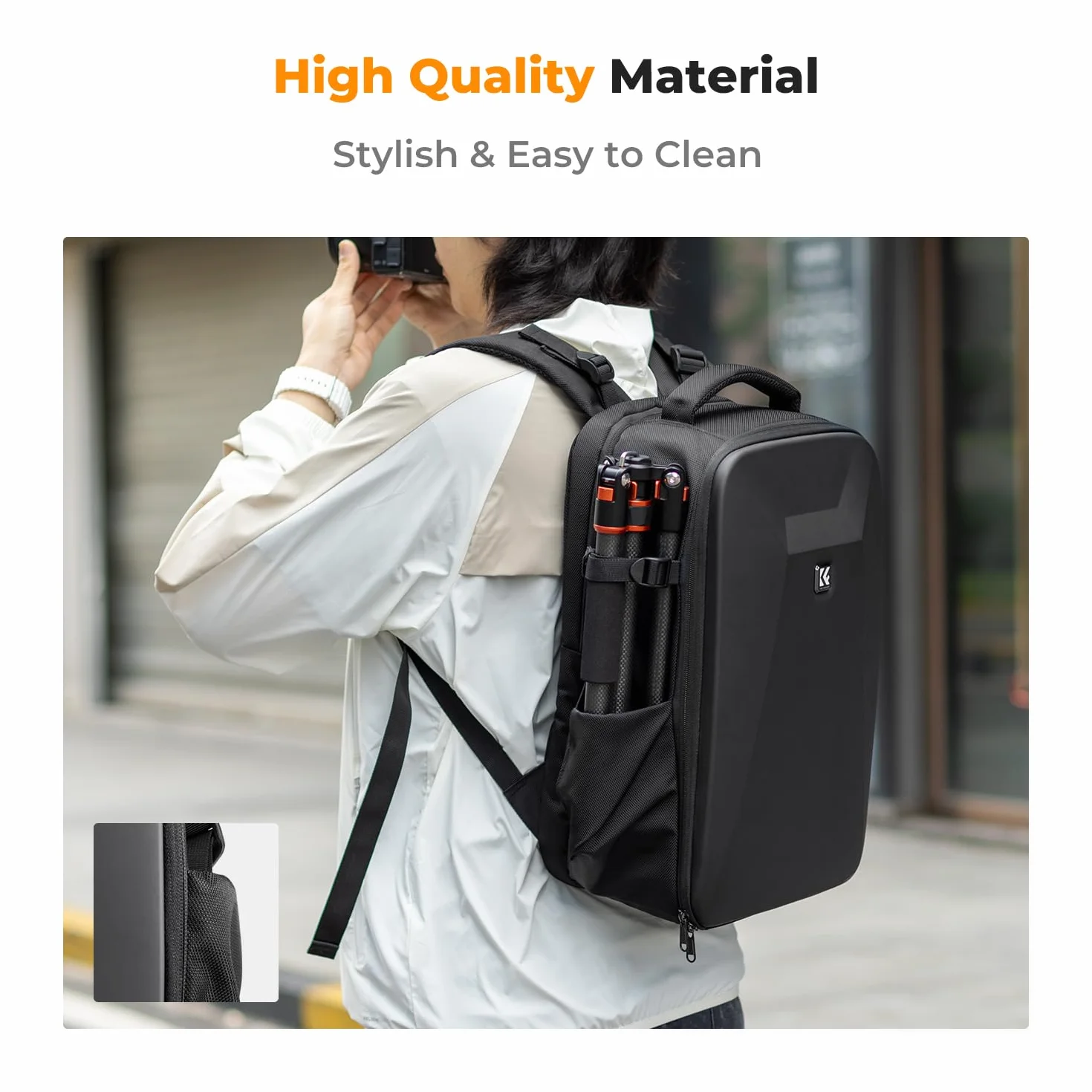 K&F CONCEPT Kamerarucksack Fotorucksack mit Hartschale Kameratasche mit 15,6-Zoll-Laptopfach und Regenschutz, Rucksack für Drohnen