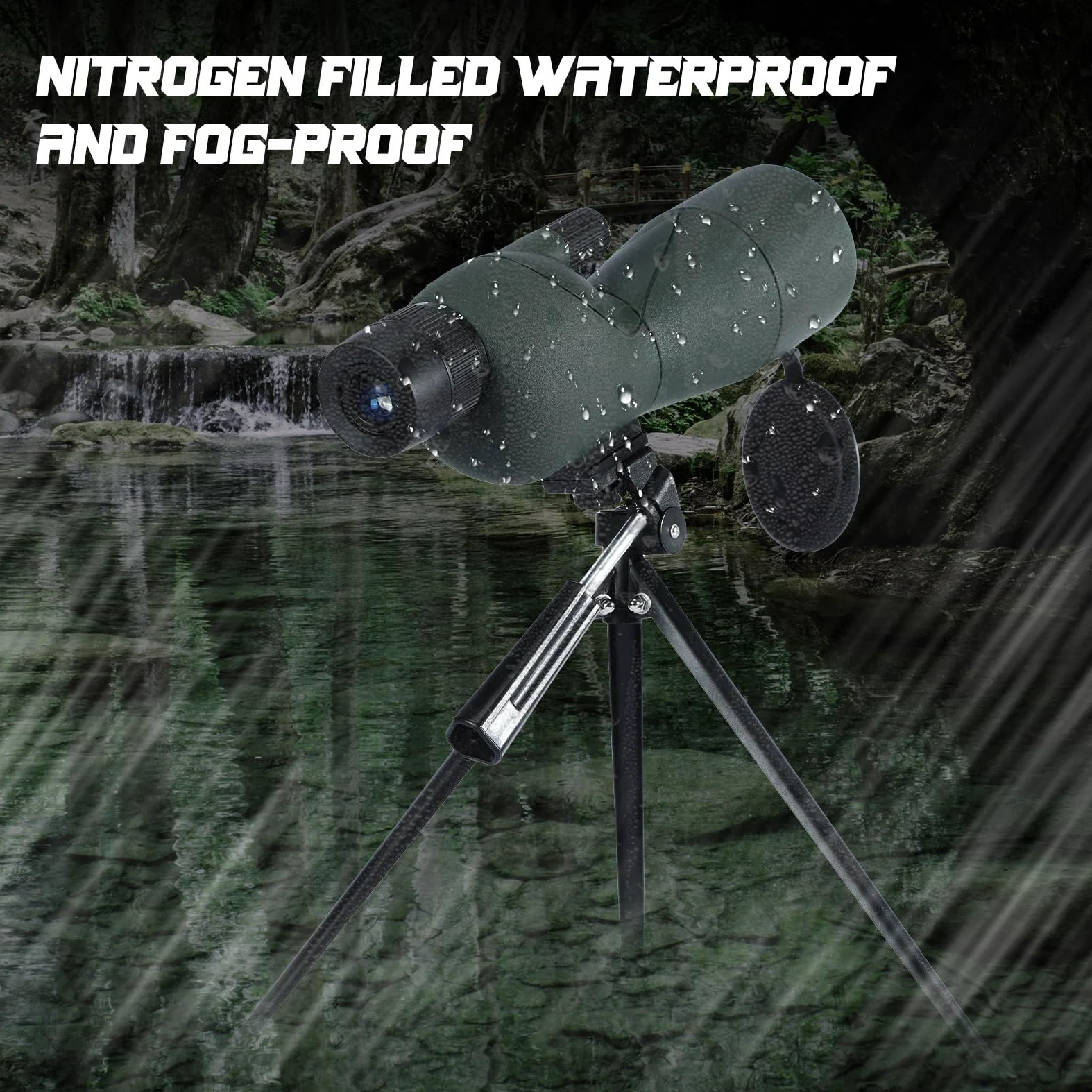 25-75X Spektive mit Stativ, Zoom Wasserdichtes BAK4 Prisma-Monokular-Teleskop für Vogelbeobachtung, Zielschießen, Wildtiere, Jagd und Landschaft, mit Telefonadapter und Hülle