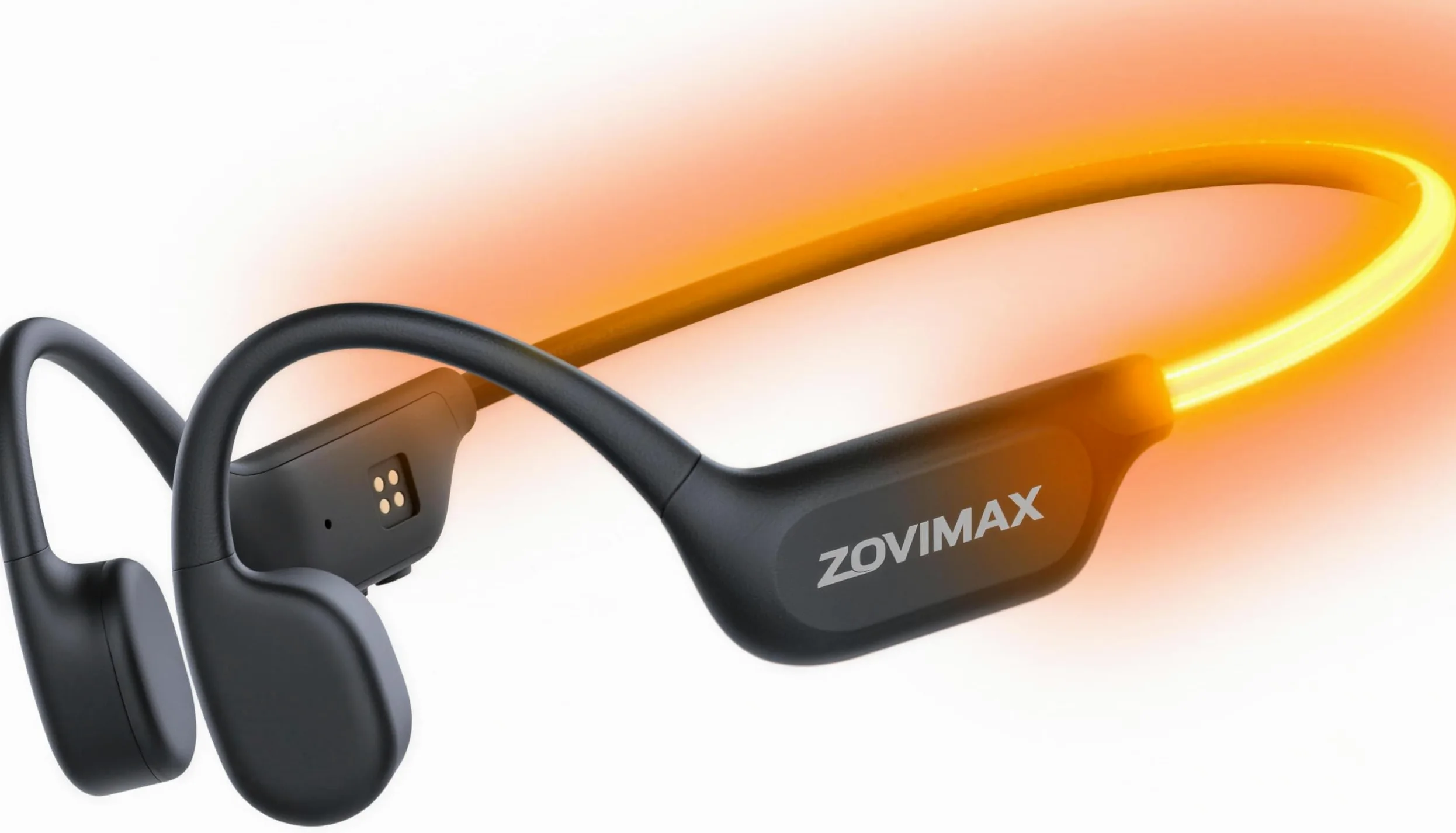 Knochenschall Kopfhörer Bluetooth 6.0 mit LED-Sicherheitslicht, Open Ear Sportkopfhörer Bluetooth mit Mikrofon, IP7 wasserdicht, 10Std Sportkopfhörer für Fitness/Radfahren/Laufen, Schwarz-Orange