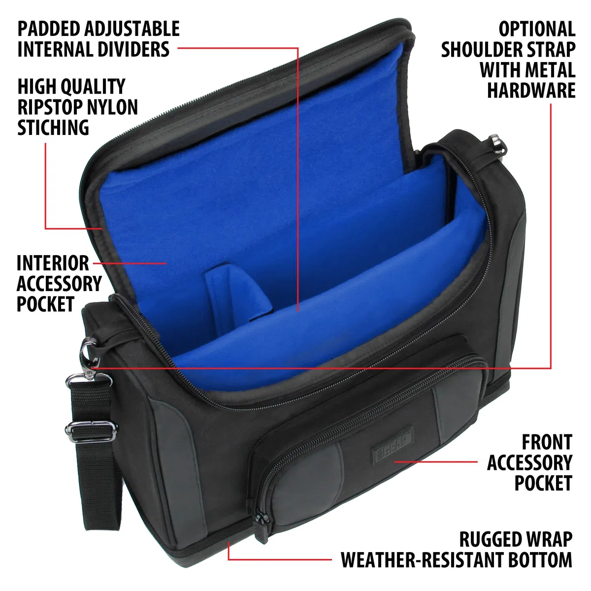 USA Gear Mini-Projektorgehäuse mit Reisetasche Kompatibel mit ViewSonic M1, LG PF1500W, VOPLLS ​​15000, Roconia 12000LM, VANKYO Leisure 3W, DR.J Professional HI-04, AKATUO 12000L 350ANSI (Blau)