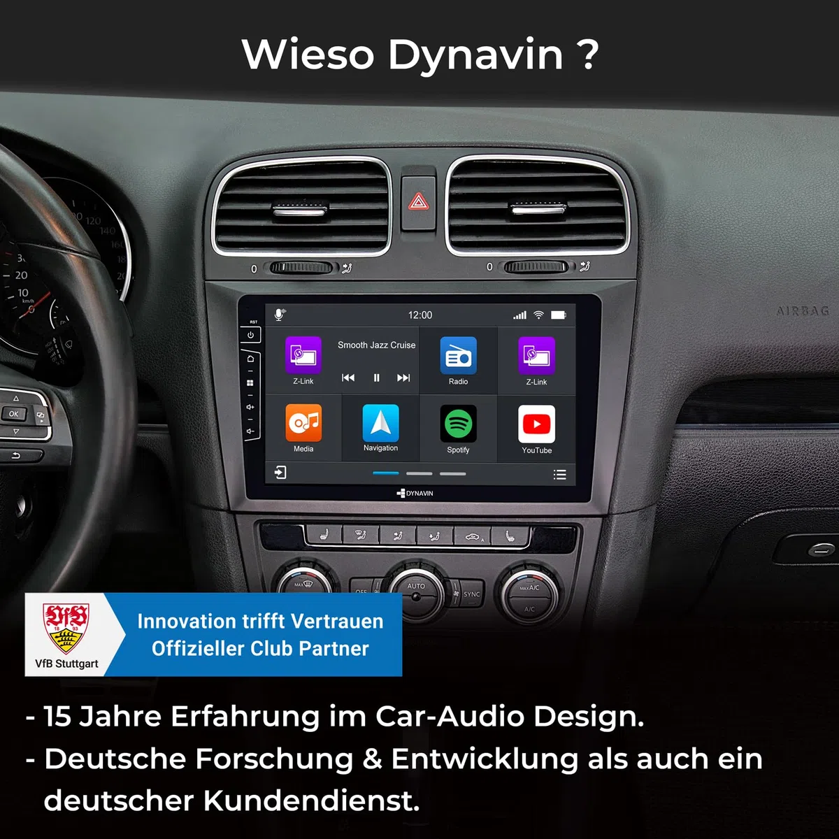 DYNAVIN Android Autoradio Navi für VW Golf 6, 9 Zoll OEM Radio mit Wireless Carplay und Android Auto | Head-up Display | Inkl. DAB+: D9-DF31 Premium Flex