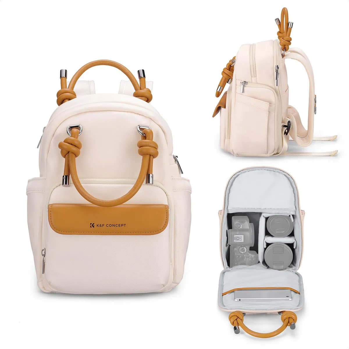 K&F CONCEPT Kamerarucksack, tragbare Kameratasche für den Alltag mit herausnehmbaren Trennwänden für Frauen, geeignet für Spiegelreflexkameras, Objektive und Tablets