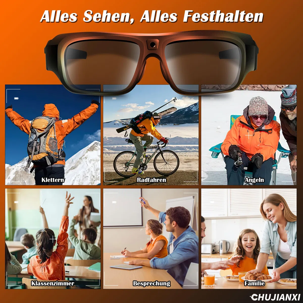 Mini Kamera, Brille Mit Kamera 4k, Aktualisierte Tragbare Videobrille Für Outdoor Und Reisen, Sonnenkamerabrille Mit Uv-Schutz, Unterstützung Nehmen Foto/Video