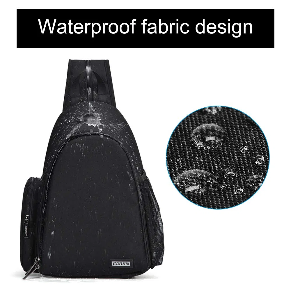 CADeN Kameratasche,Kamera-Umhängetasche,Sling Kamerarucksack, Wasserdichter Fototasche mit Stativhalterung für DSLR/SLR spiegellose Kameras（Schwarz）
