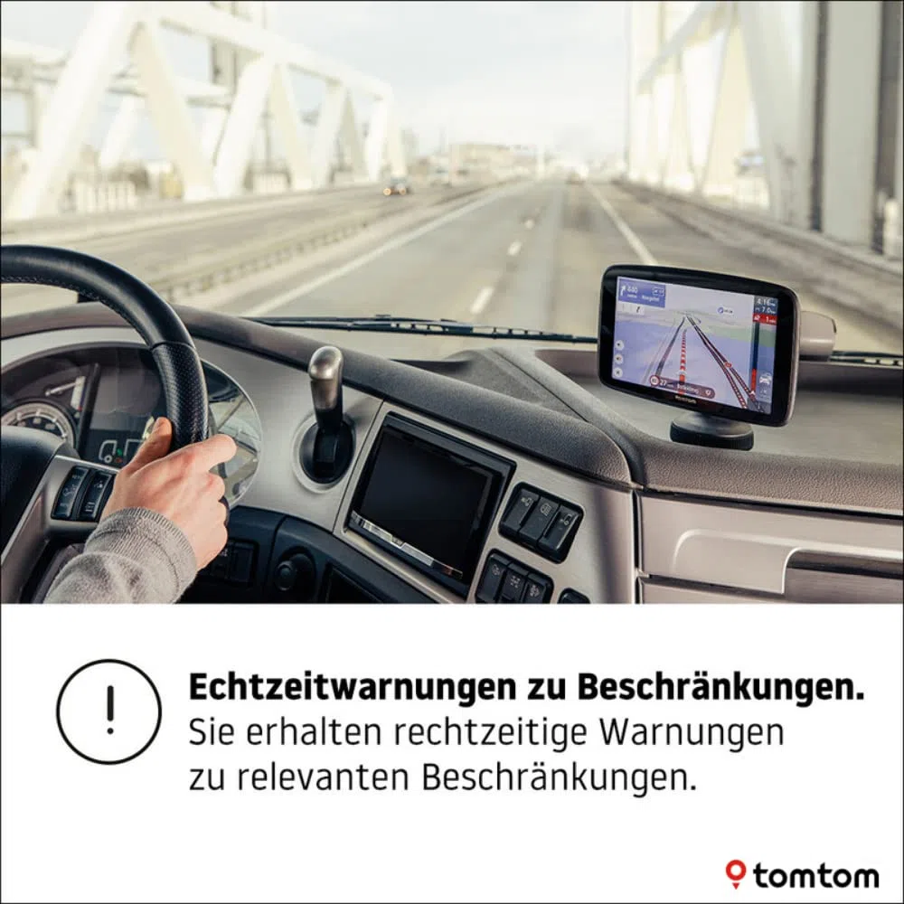 TomTom LKW Navigationsgerät GO Expert (7 Zoll HD-Bildschirm,Routen für große Fahrzeuge, Stauvermeidung dank TomTom Traffic, Weltkarten, Warnungen zu Beschränkungen, schnelle Updates über WiFi) Schwarz