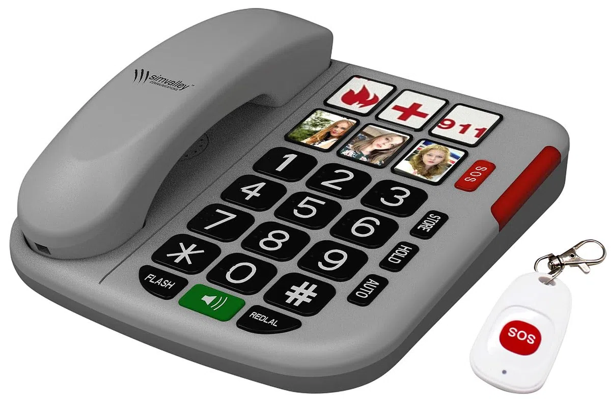 Communications Desktop-Telefon: Senioren-Notruf-Telefon, Funk-SOS-Taster, SOS-Armband, TAE-Adapter (Rentner-Telefon Festnetz, Schreibtisch-Festnetztelefon)