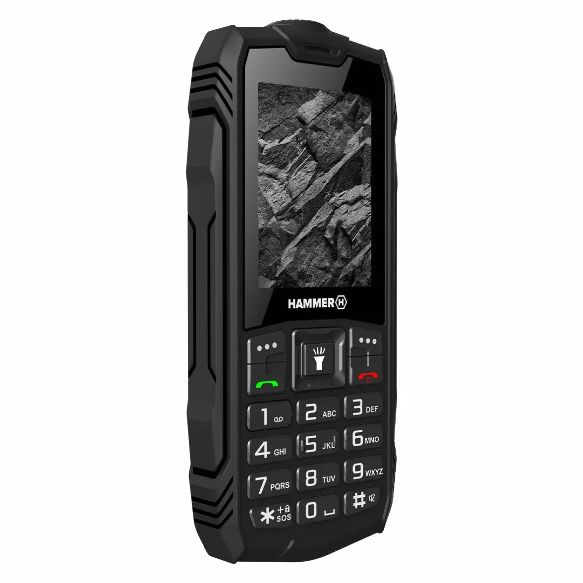 Hammer H Rock Handy ohne Vertrag, Robustes Tastenhandy mit IP68, Taschenlampe, 1800 mAh Akku, stoßfest, Dual SIM, 2,4 Zoll Farbdisplay, Arbeitshandy für Baustelle und Outdoor, Schwarz