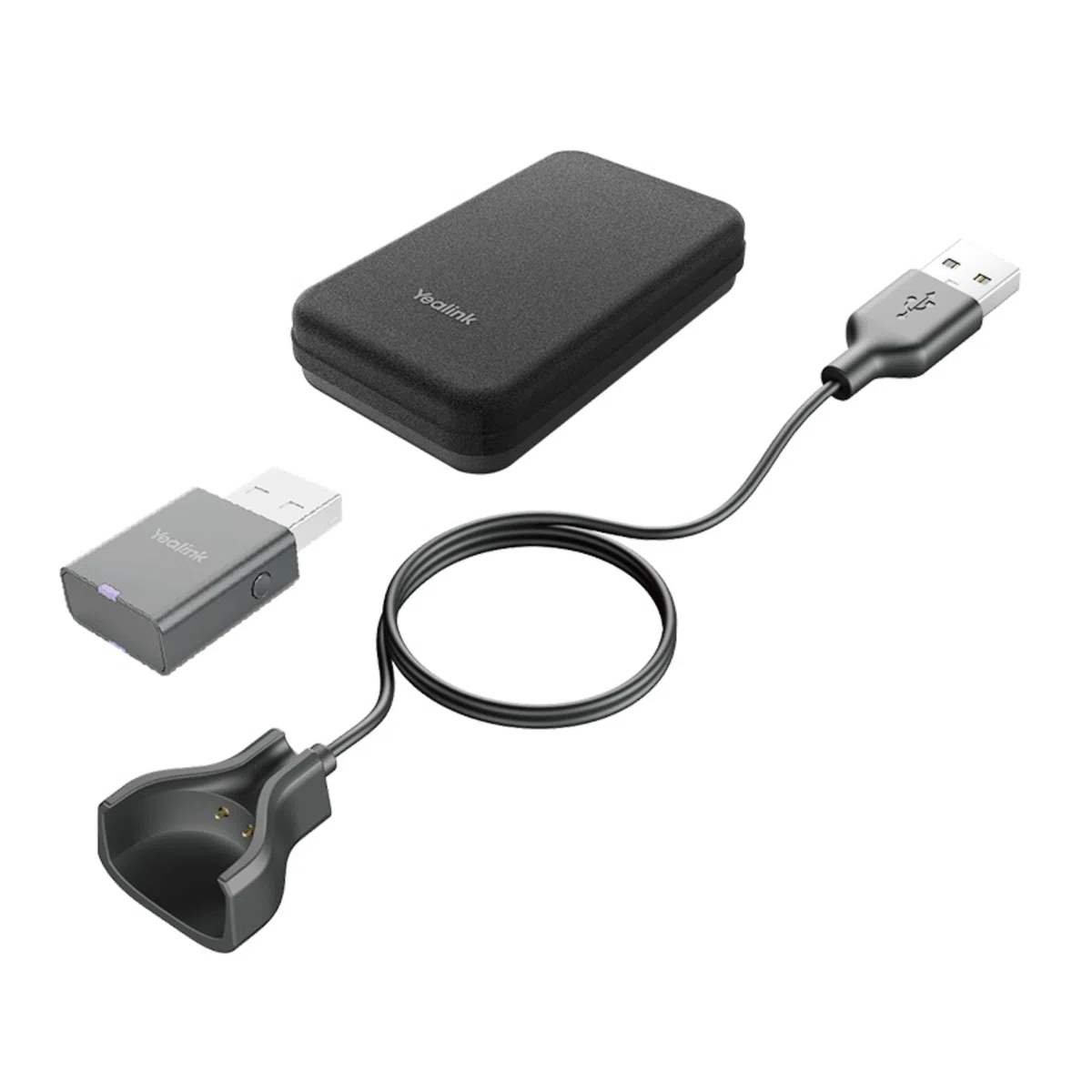 Yealink Portables Zubehör-Kit für WH63/67, Schwarz, mit Verbindungskabel, DECT-Dongle und Tragetasche