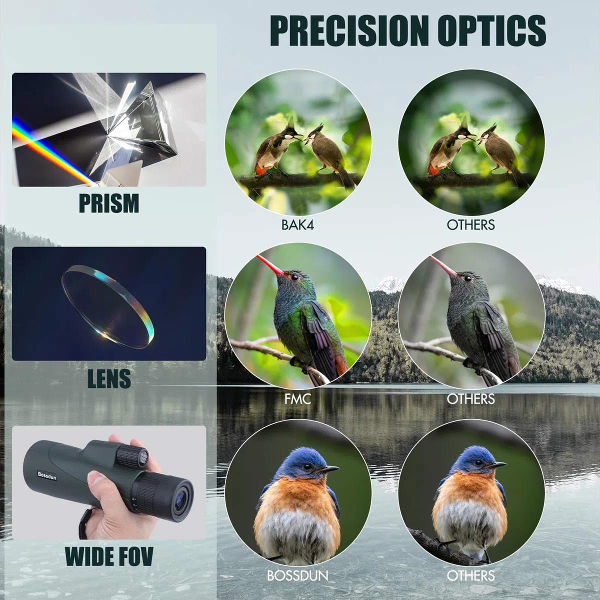 10-30x50 Monokular Teleskop für Erwachsene, Wasserdichtes HD Monokular Zielfernrohr mit Smartphone zur Vogelbeobachtung Sightseeing Wandern Jagd Camping (Green)