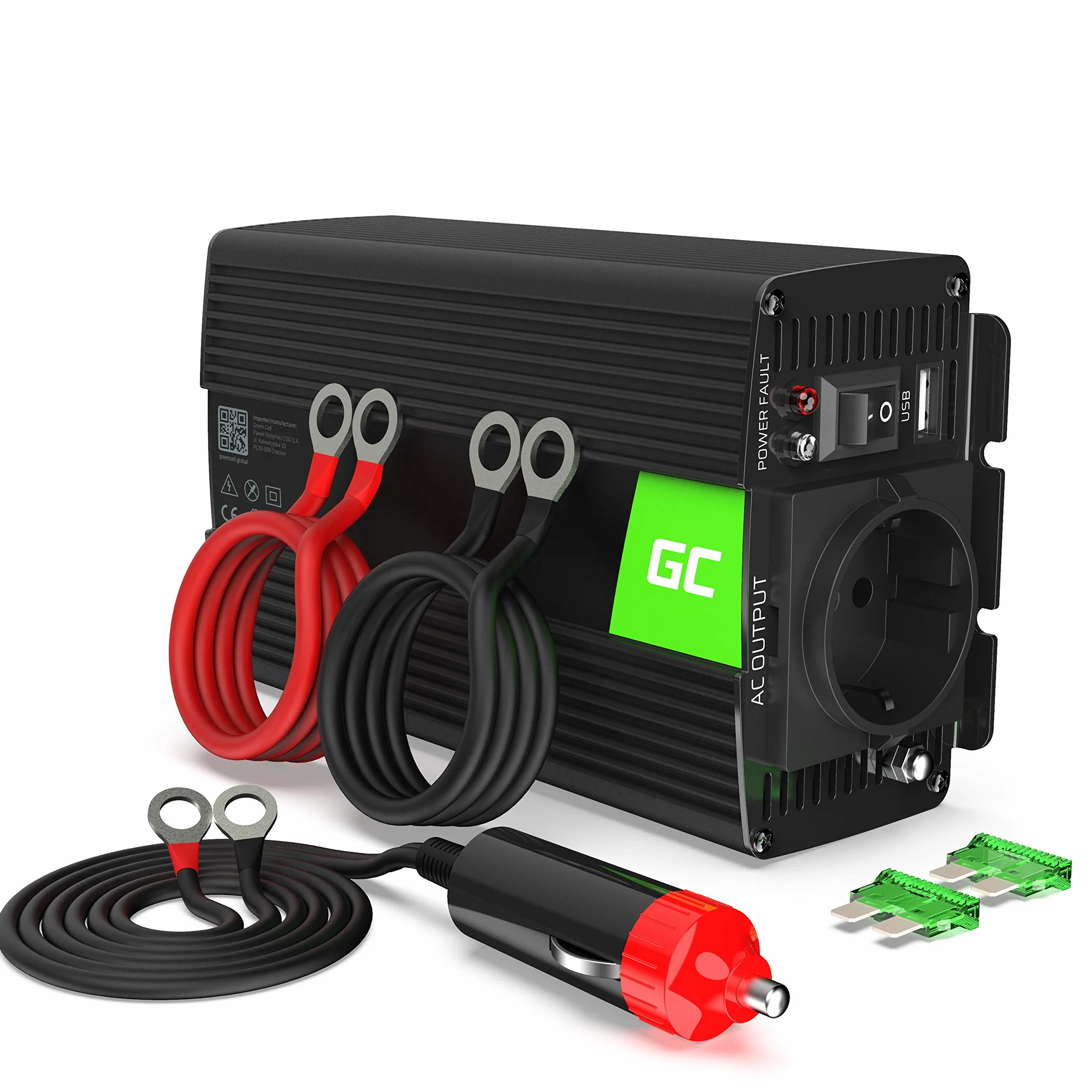 Green Cell 500W/1000W 12V auf 230V Sine Wave Volt kfz Spannungswandler Wechselrichter Power Solar Inverter DC AC Umwandler Stromwandler Wohnwagen Auto Modifizierte Sinus Zigarettenanzünder Steckdose