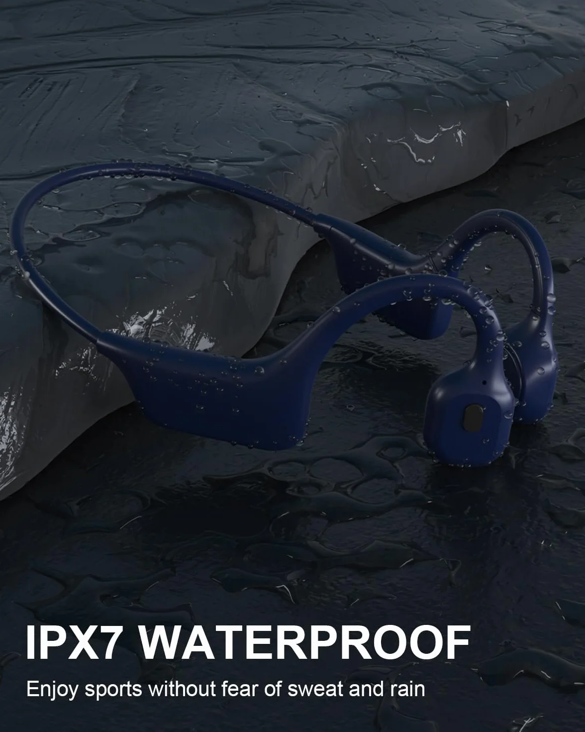 SANOTO Knochenschall Kopfhörer, Open Ear Kopfhörer Bluetooth 5.3 Bone Conduction Kopfhörer Kabellos IPX7 wasserdichte Schweißfeste Sportkopfhörer Kopfhorer für Läufer Fahrrad Radfahren Fitness (Blau)