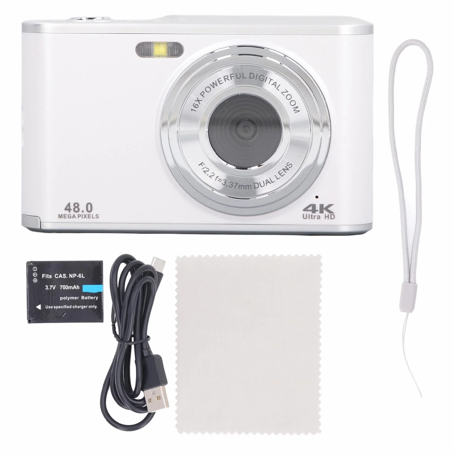 16 Fach Digitale Zoomkamera für Reisefotografie, 2,4 Zoll 44 MP 4K Ultra HD Dual Objektiv Kamera, Stoßfeste Kompakte Digitalkamera für Reise Abschlussfeiern für Erwachsene und