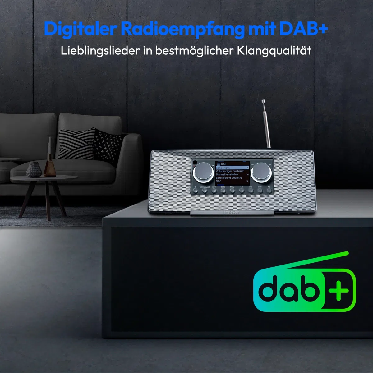 MEDION P85333 Internetradio mit DAB+ (WLAN, UKW, Spotify Connect, Amazon Music, DLNA, USB, Kopfhörer-Anschluss, AUX, Stereo Line-Out Cinch, Sleep Timer) grau