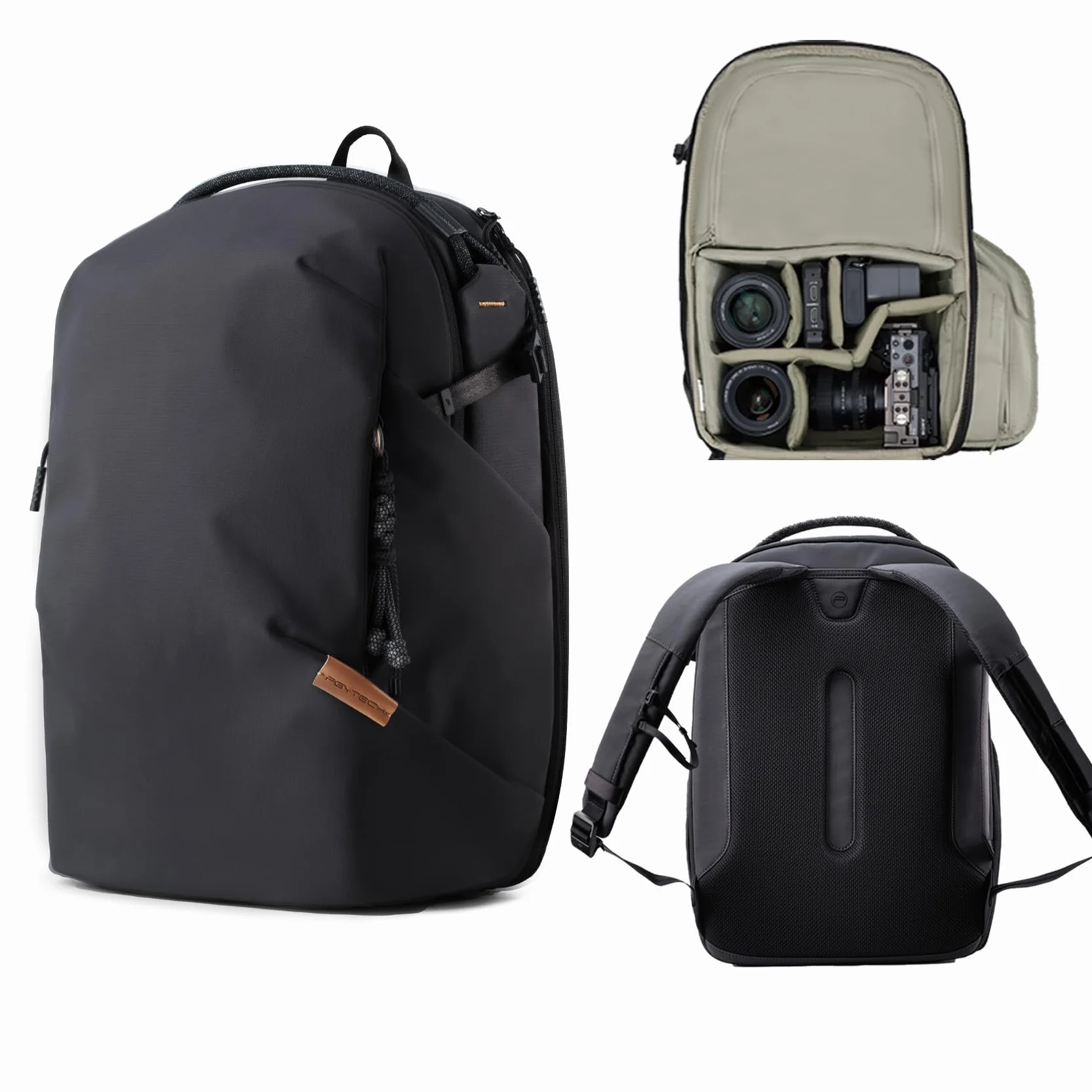 PGYTECH OneGo Lite Kamerarucksack 22L, Leichter Wasserabweisend Rucksack Fotografin für Stadt & Reise, Kameratasche Kompatibel mit Spiegelreflexkamera Sony/Canon/Nikon, 16'' Laptop, Matt Schwarz