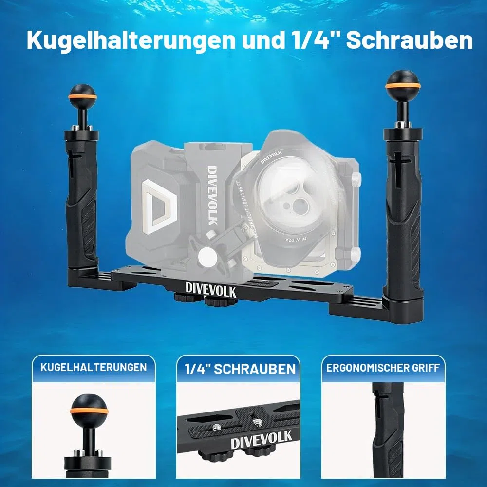 DIVEVOLK Doppelgriff für Seatouch 4 Max Unterwassergehäuse
