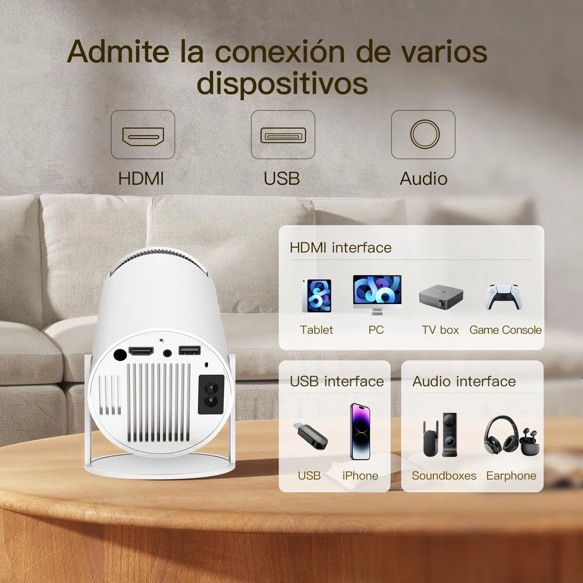 Mini-Projektor mit WiFi und Bluetooth, Smart Vision Beam Projektor mit Android 11, Outdoor Portable Proyector, 1080P Unterstützung, Auto Keystone Home Movie Projektor für Telefon/PS4, LYNCAST