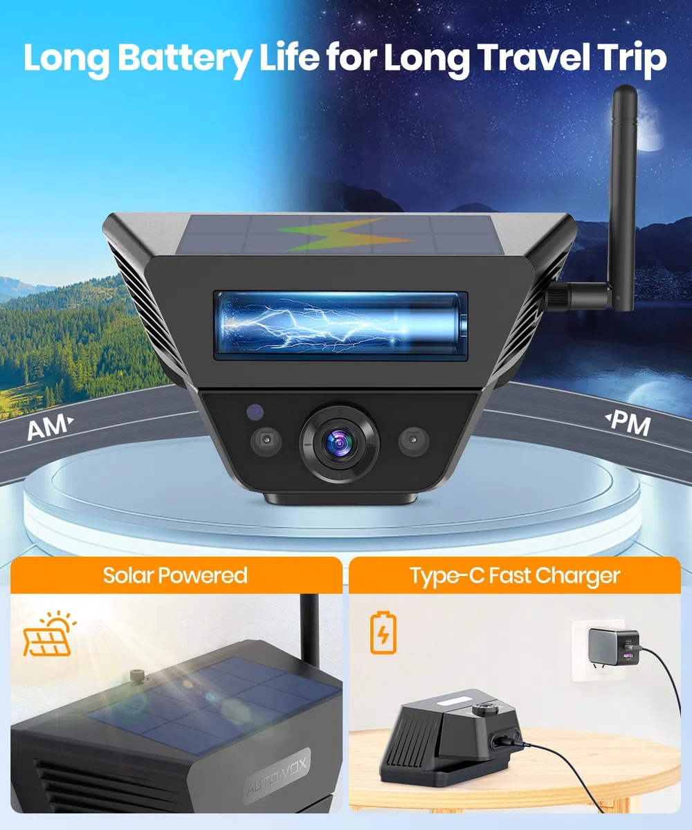 AUTO-VOX Solar Rückfahrkamera Kabellos 7,2" 1080P Display für LKW Anhänger Van Wohnmobile