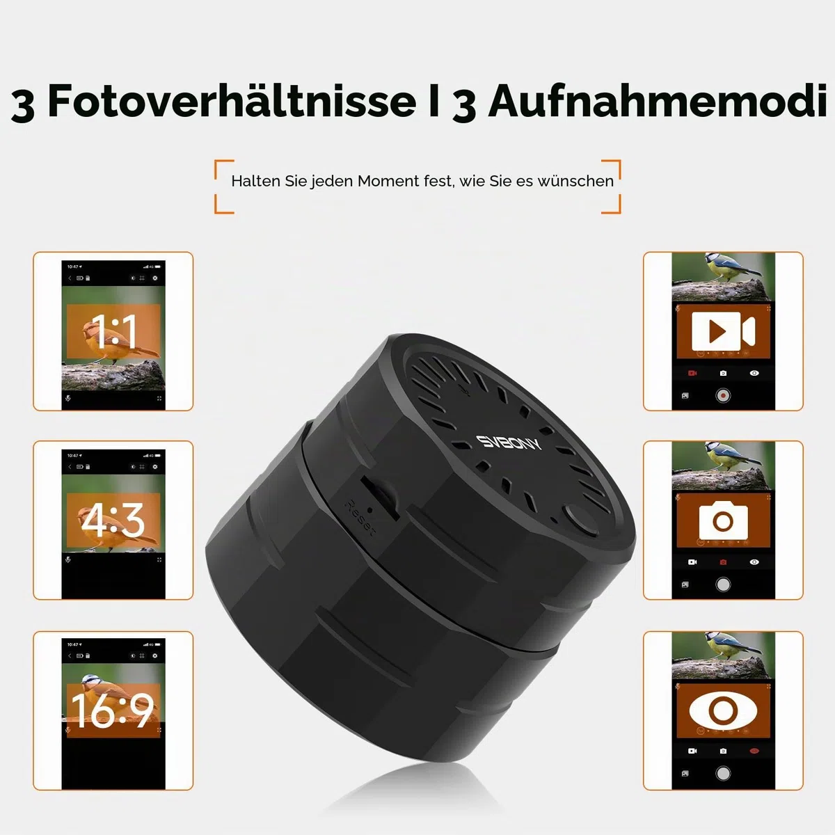 Svbony SC002 WiFi Spektiv Kamera, 2MP 1080P Wireless-Kamera mit 32GB TF-Karte, 10m Übertragung,Typ-C Schnittstelle, Zoomfunktion Kompatibler Durchmesser des Okulars 37-56mm für Vogel-Natur-Fotografi