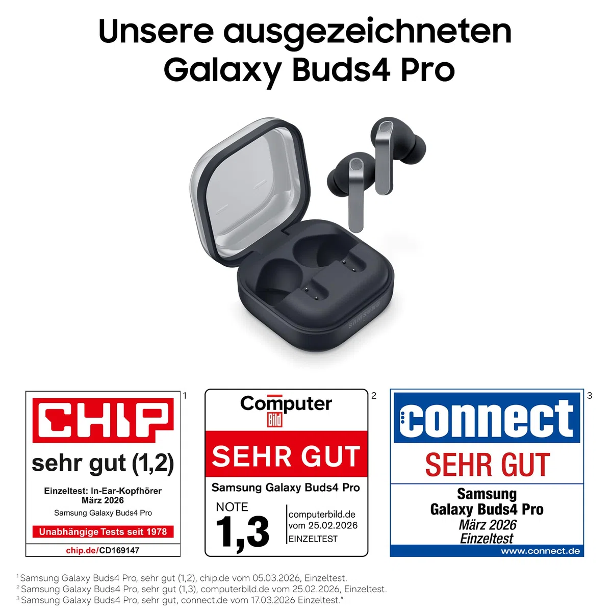 Samsung Galaxy Buds4 Pro, Kabellose Hi-Fi Bluetooth-Kopfhörer, 2-Wege-Lautsprecher, Geräuschunterdrückung per Adaptive Noise Cancelling, In-Ear-Ohrhörer, 360 Audio, AI Agent mit Sprachsteuerung, Black