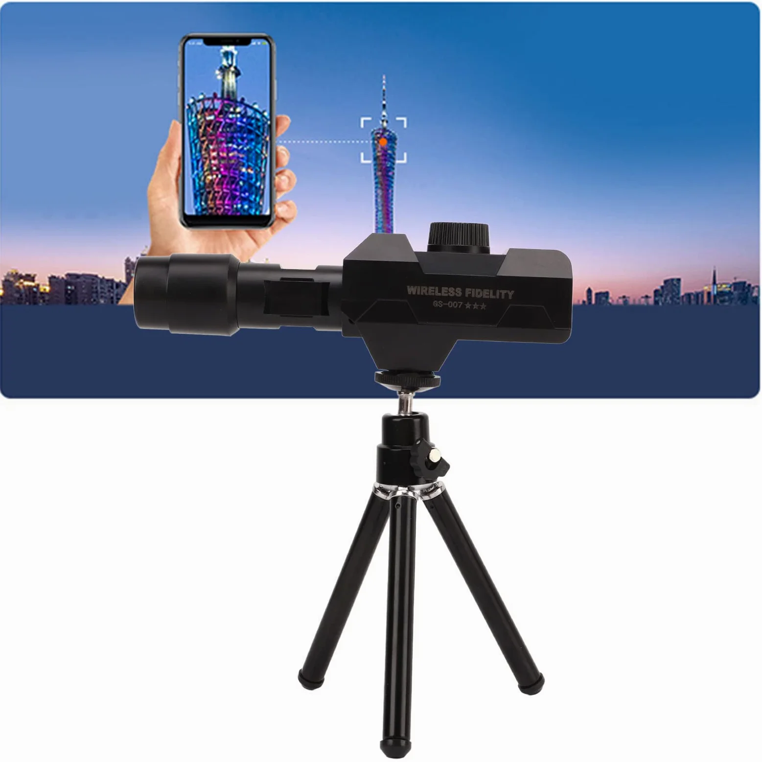 ASHATA 50 M WLAN-Digitalteleskop, 70-Fach Zoomendes Digitalteleskop, 1920 X 1080 Monokularkamera-, mit Stativ 1/4-Schraubengelenken für die Vogelbeobachtung