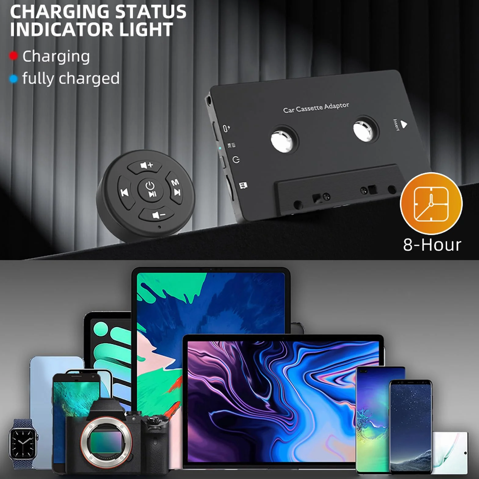 Car Audio Bluetooth Wireless Kassettenempfänger, BT5.4 Tape Player Kassette Aux Adapter mit Fernbedienung, für Anrufe, Musik