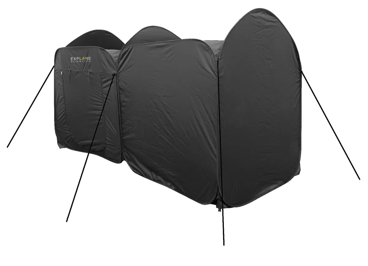 Explore Scientific Zwei-Raum Pop-Up-Sternwartenzelt, tragbar, schnell aufgebaut, Wetterschutz für Teleskope, 5 m², schwarz, für Astrofotografie