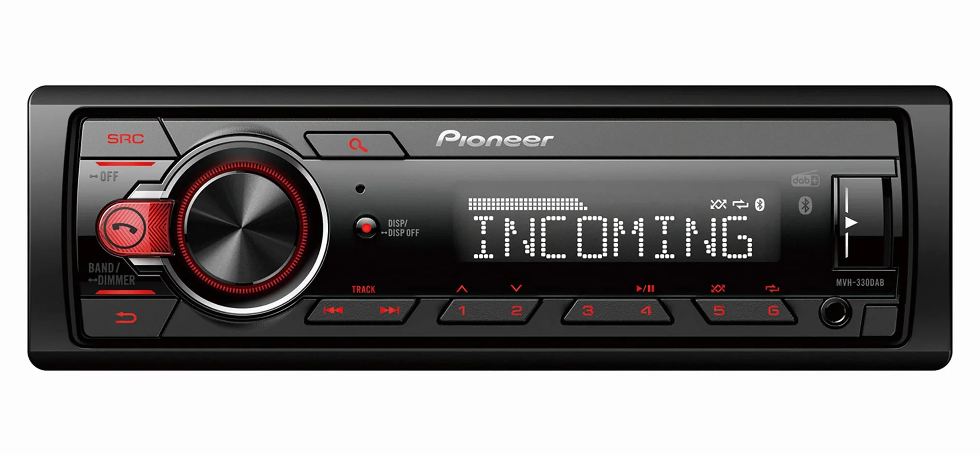 Pioneer MVH-330DAB-AN, 1DIN Autoradio mit RDS und DAB+, USB, AUX-Eingang, Bluetooth, geringe Einbautiefe, inklusive DAB-Antenne