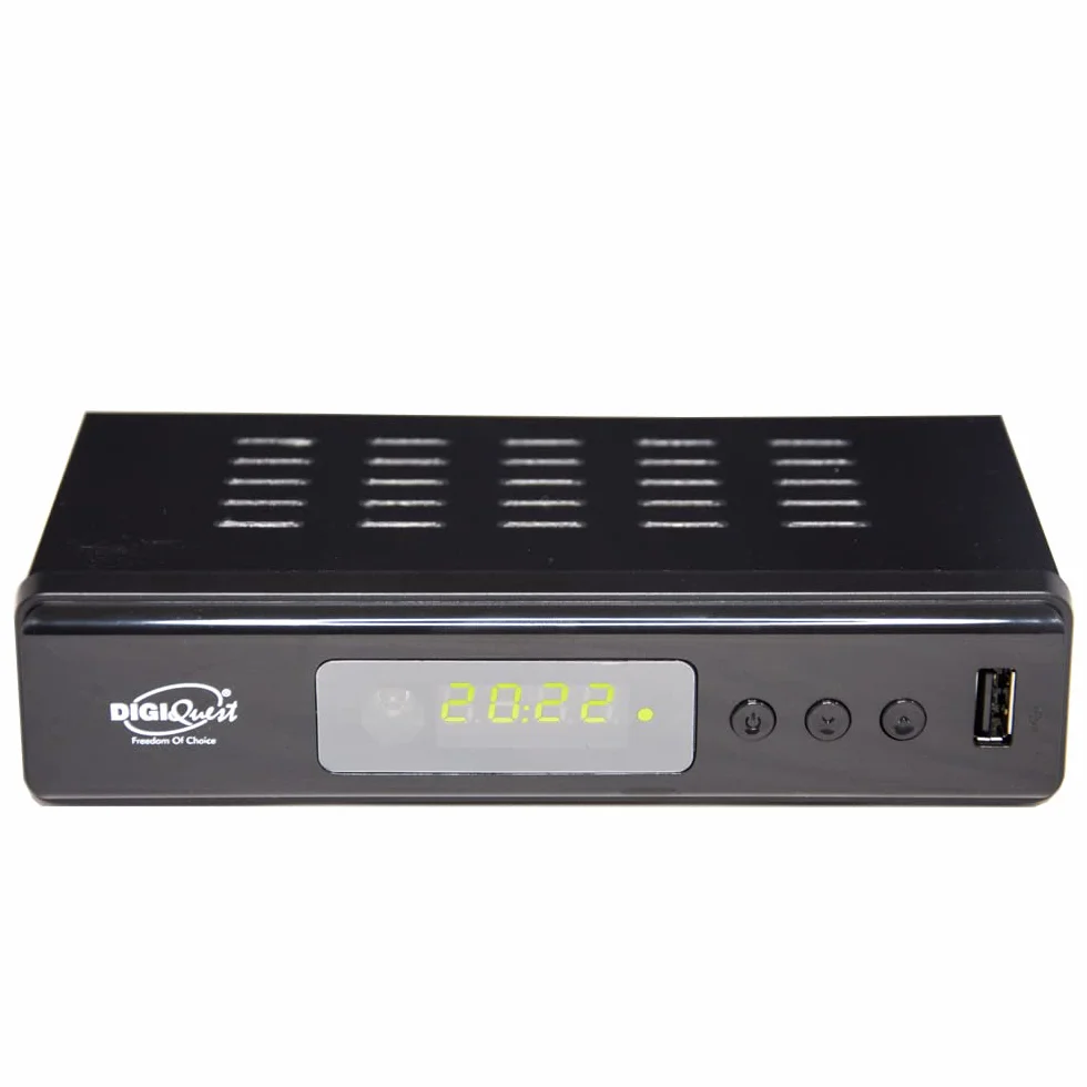 Digiquest Twin Tuner Rec Digitaler terrestrischer Receiver, DVB-T2, Full HD, Small Edition, Videorekorder, Schwarz