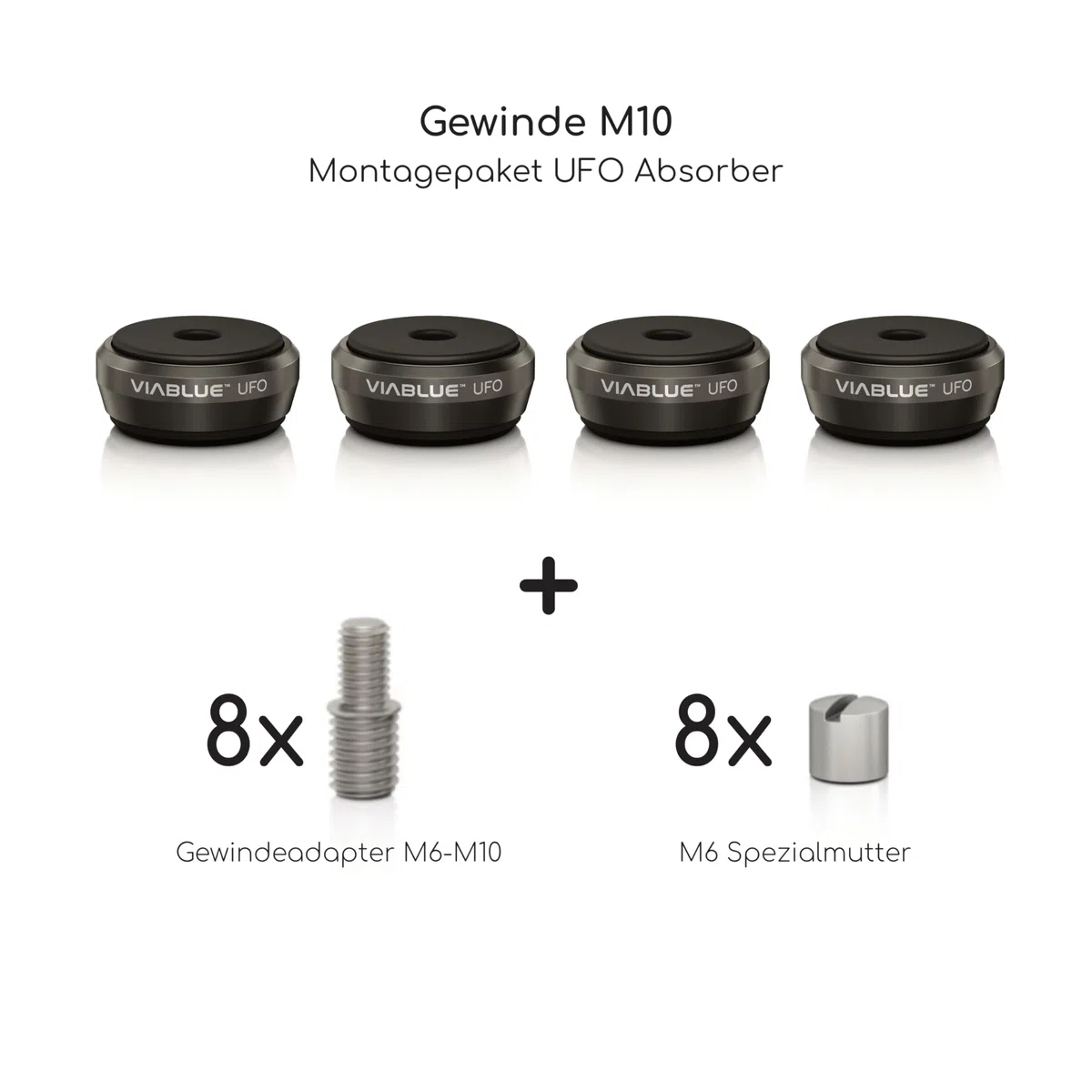 VIABLUE UFO Absorber * Ø 3,5 cm * Shock-, Resonanz,- Schwingungsdämpfer für Lautsprecher, Subwoofer und vibrierende Geräte * schwarz * Set 4 Stück