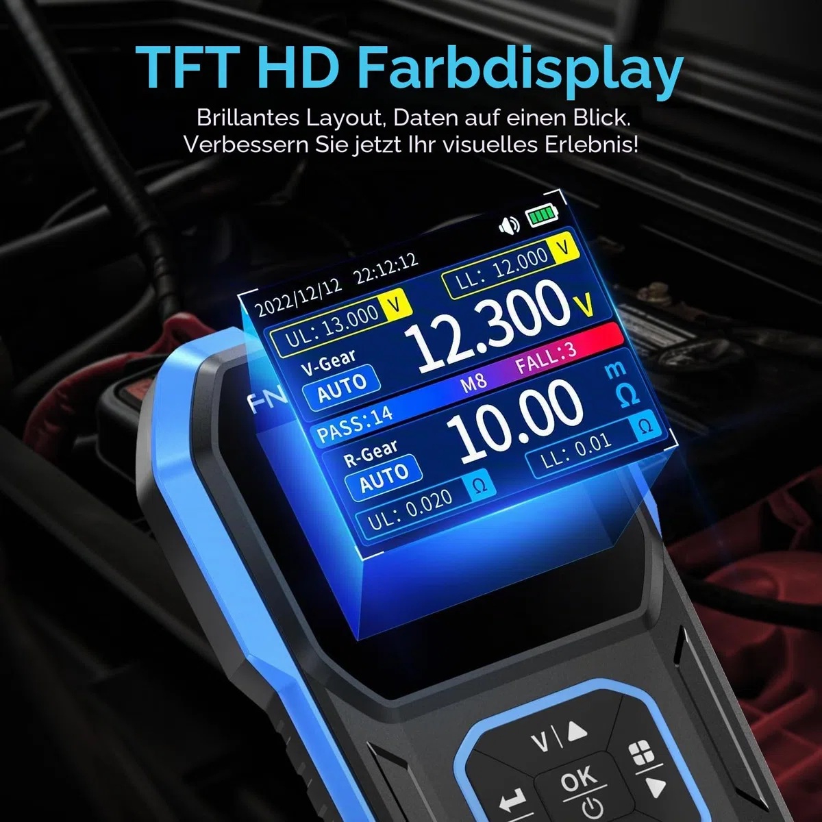 FNIRSI HRM-10 Batterietester für Innenwiderstand und Spannung, Milliohm-Messgerät 100V, 200 Ω, Autobatterietester, Prüfgerät für AAA, AA und alle Batterietypen, Haushaltsbatterie-Analysator