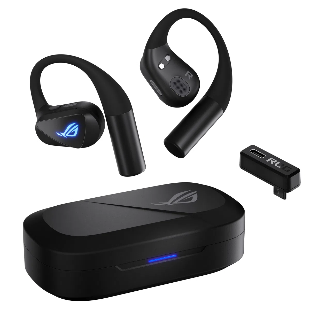 ASUS ROG Cetra Open Wireless Gaming Earbuds Kopfhörer | Dual-Mode-Bluetooth, ROG SpeedNova 2,4-GHz, offenes Ohrdesign, abnehmbares Nackenband, Quad-Mic mit AI Noise Cancellation